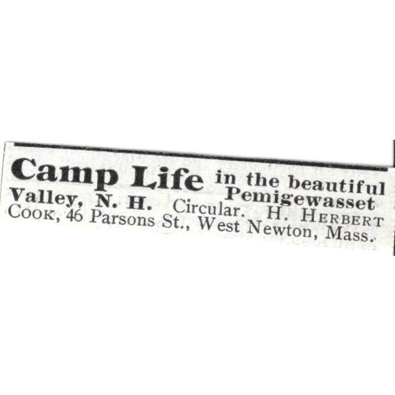 Pemigewasset Valley NH Camp Life H. Herbert  - 1903 Original Ad AK5-S35