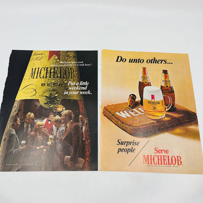 1970s Lot of 7 Beer Ads Miller Milano MICHELOB Bud Natural Light 8x11” C13-2