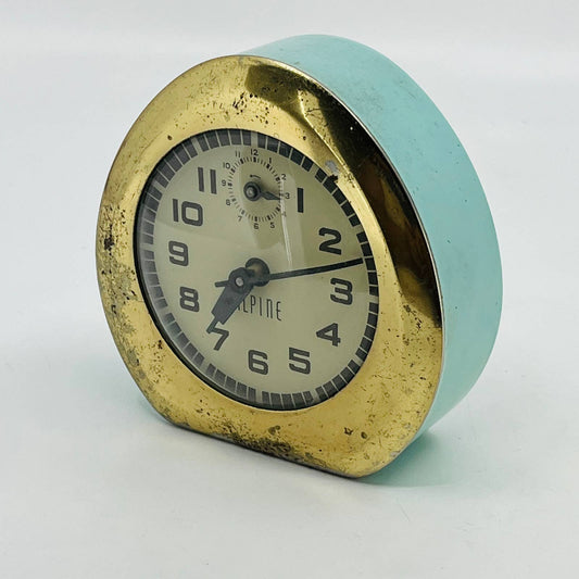 MCM Atomic Ingraham Alpine Comet Retro Wind Up Alarm Clock Turquoise Teal TC1