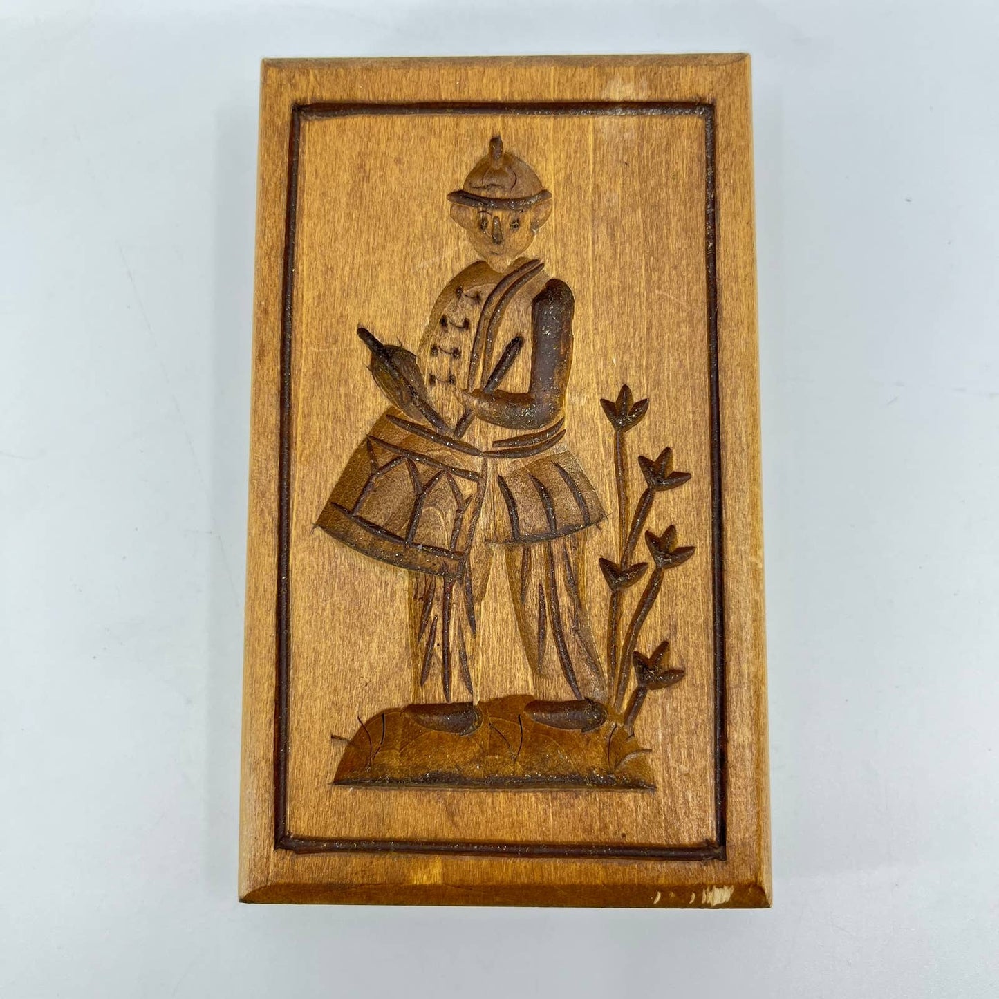 CARVED DILLON WOODEN Springerle Butter Cookie Stamp Press Mold 2.5x4.5” TE3
