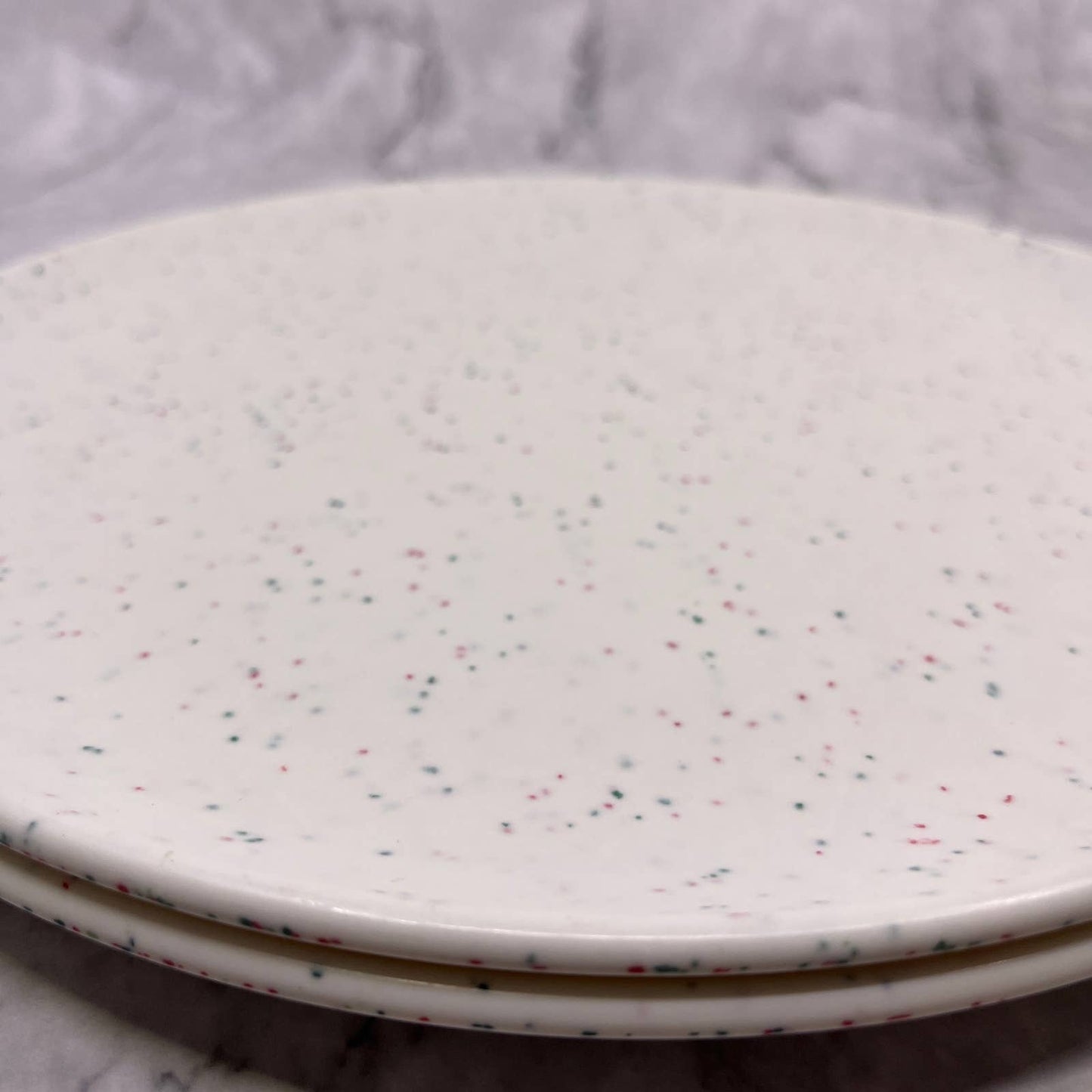 MCM Imperial Ware Speckled Confetti White Dinner Plate Set Melmac Malamine TA3