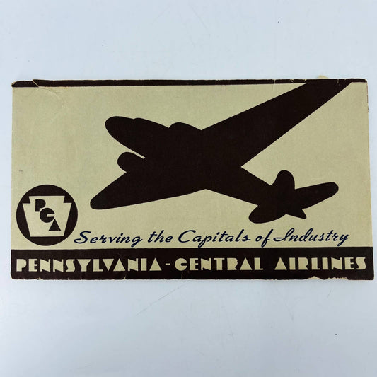 Vintage Art Deco Pennsylvania Central Airlines PCA Ticket Holder Envelope C5
