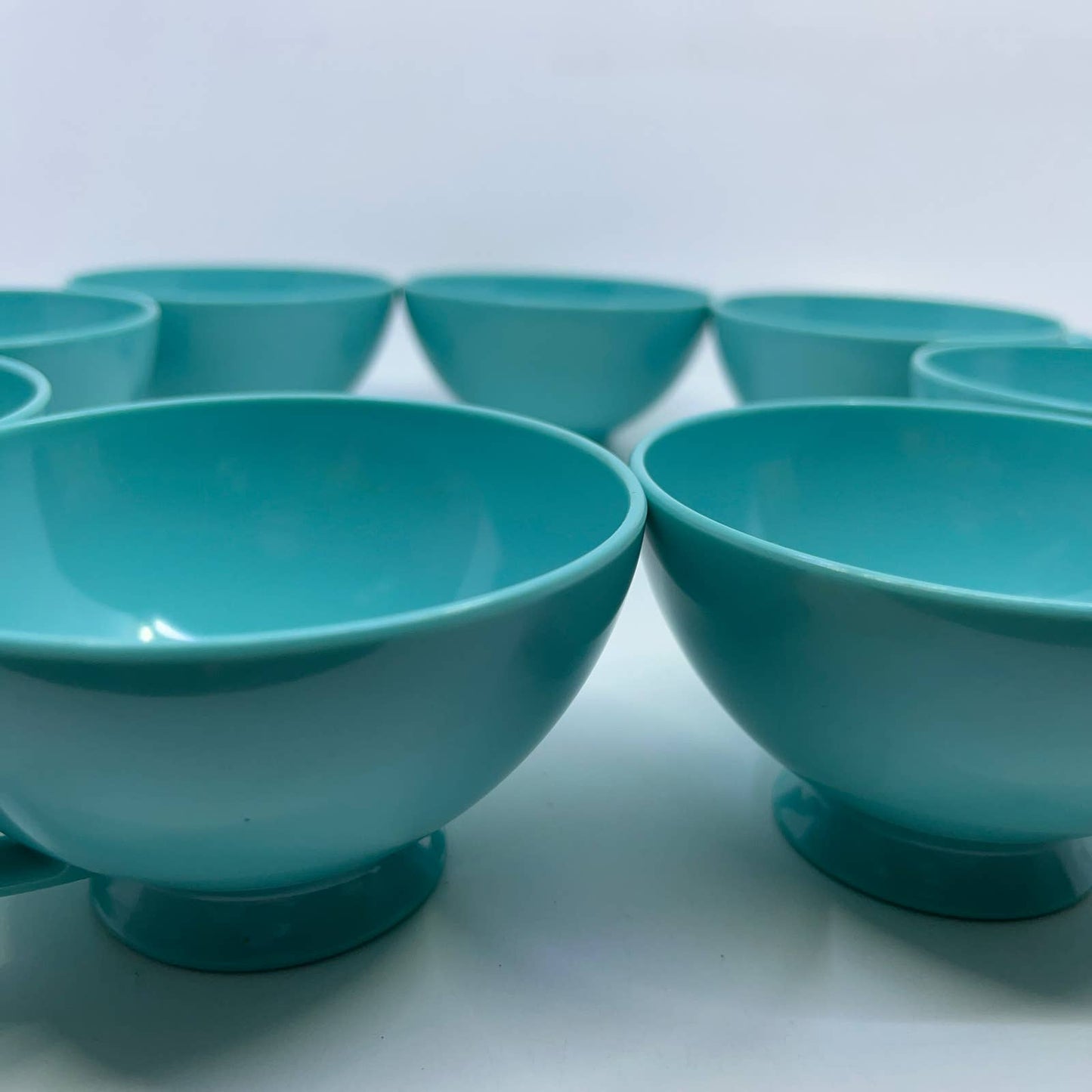 Set of 8 Texas Ware Cups Turquoise Blue Melmac Melamine #150 TI5