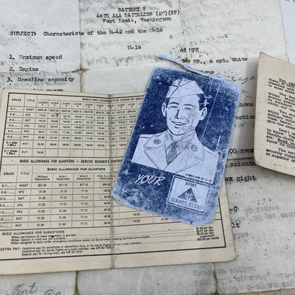 1950s Army Soldier Papers Lot 46th & 50th AAA BN AW SP APO 358 Ft. Lewis TH1
