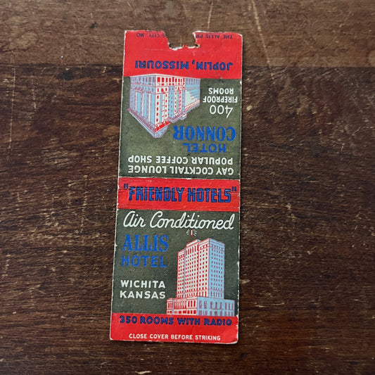Allis Hotel Wichita Kansas Advertising Matchbook Cover MM11-6