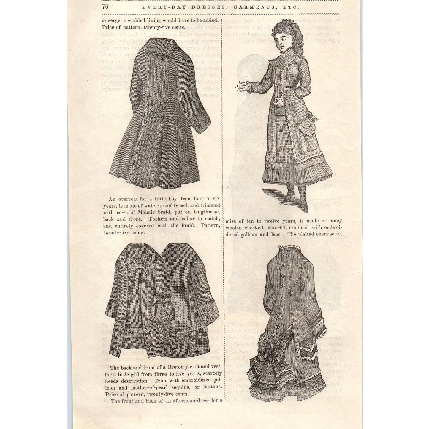 1878 Victorian Engraving House Dress Black Cashmere, Henriette Cloth, Alpaca SF2