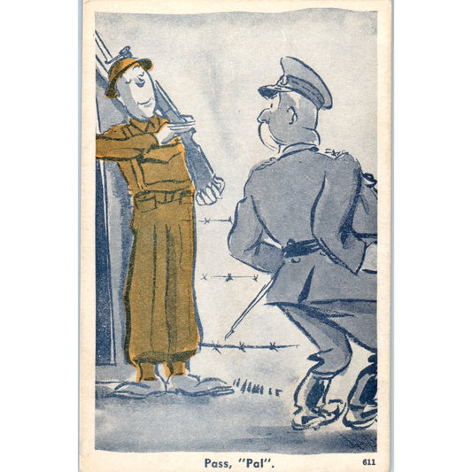 c1942 WWII Army Humor #611 Cartoon Artist "Jeff" Postcard P2-11