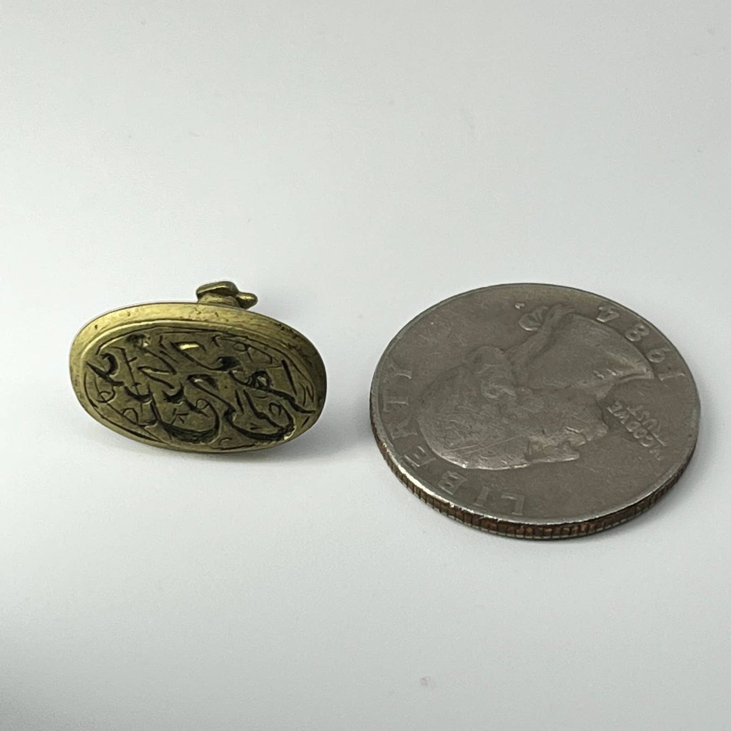 Antique Primitive Handmade India Brass Wax Seal Stamp 1/2” SC7-3