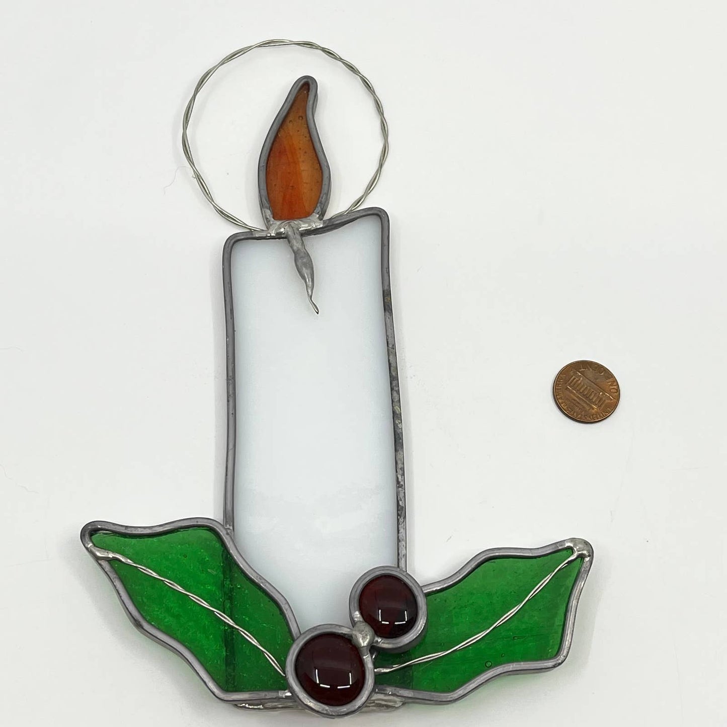 Vintage Candle Stained Glass Sun Catcher 8” TF5