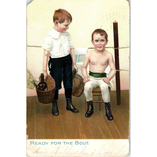 Kids Boxing Little Men and Women 1908 Raphael Tuck Original Postcard TK1-24