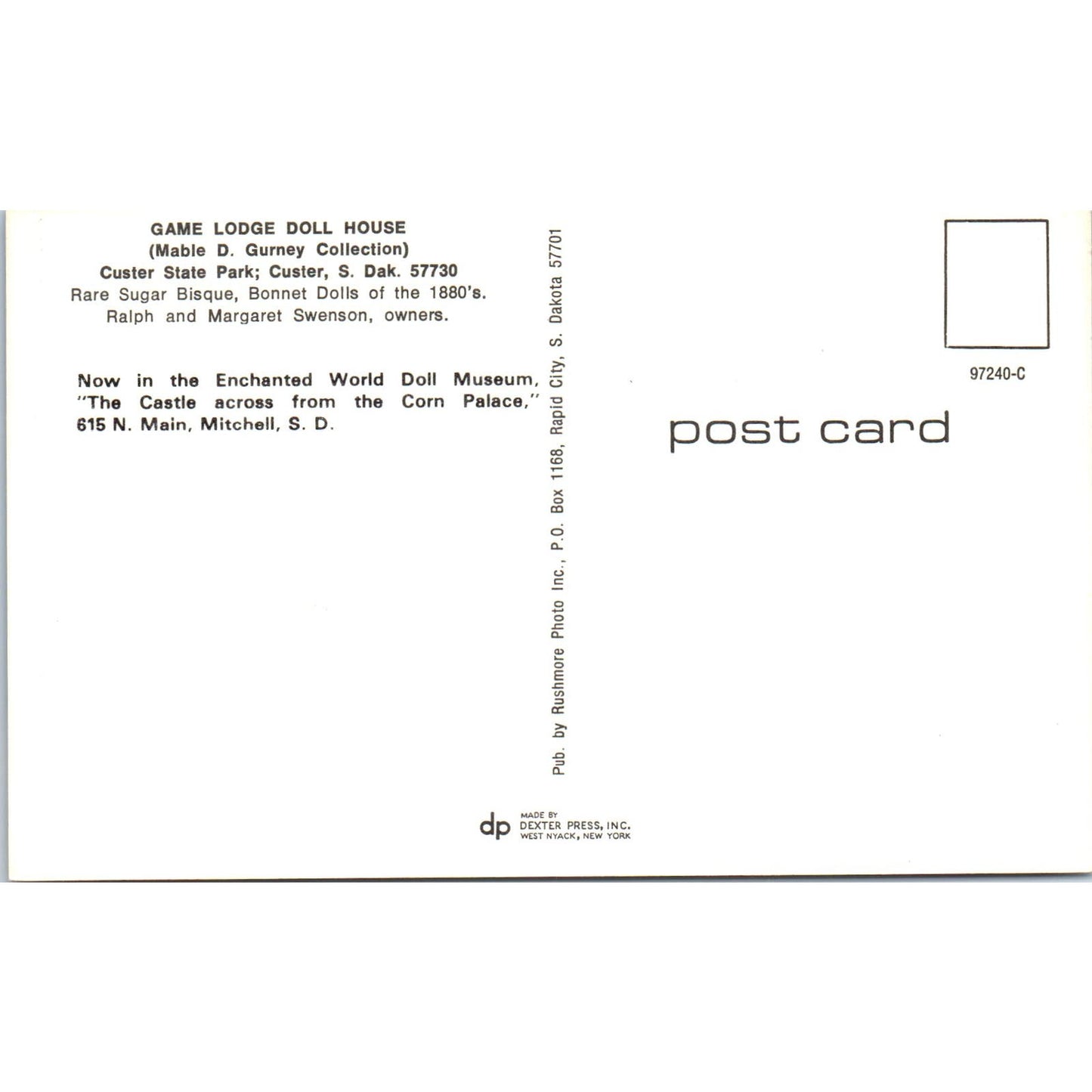 Game Lodge Doll House Rare Sugar Bisque Dolls Margaret Swenson Postcard PB8