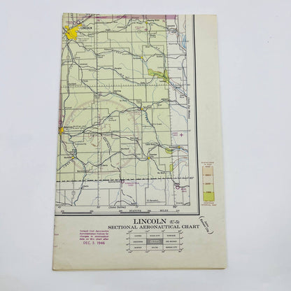 1946 Lincoln Nebraska U-5 Aeronautical Chart Map Fold Out D5