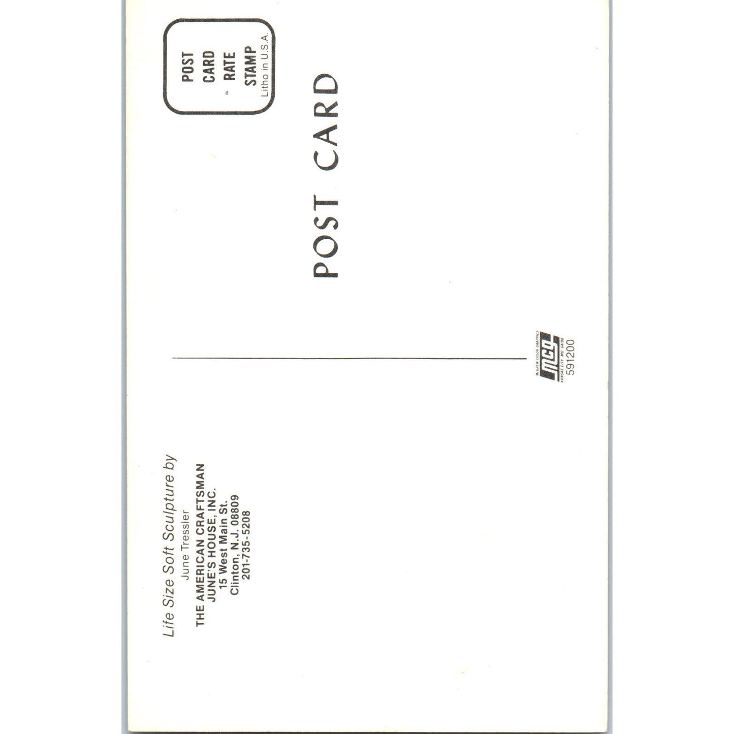 Life Size Soft Sculpture June Tressler Clinton NJ Original Postcard PB9