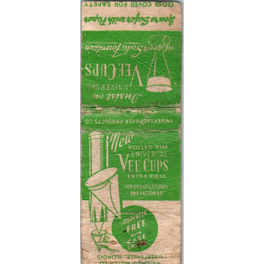 Vintage Matchbook Cover Universal Soda Fountain Vee Cups SE5