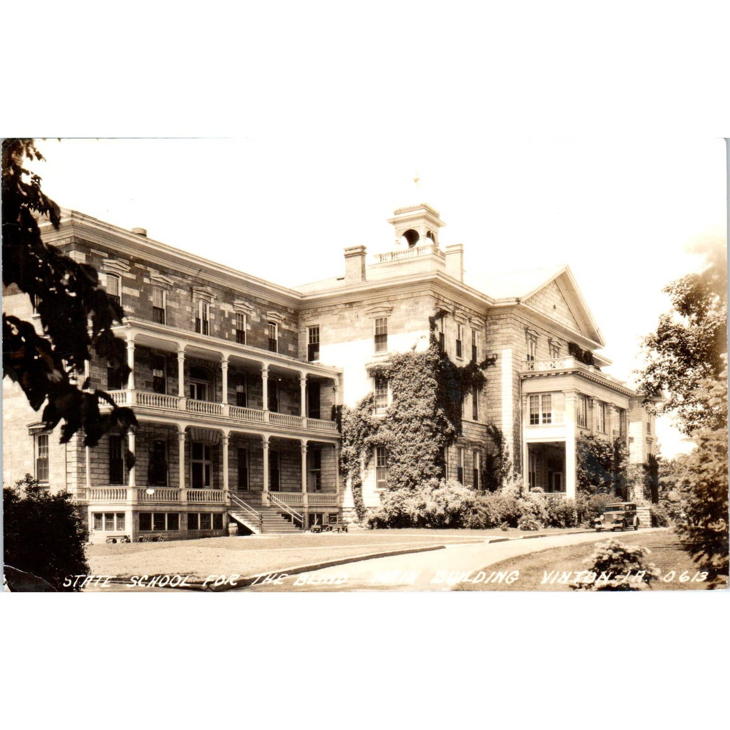Antique Postcard RPPC State School For The Blind Main Building Vinton IA SE8