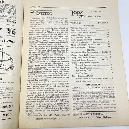 1955 April - Tops Magazine of Magic - Tricks Magicians TF7