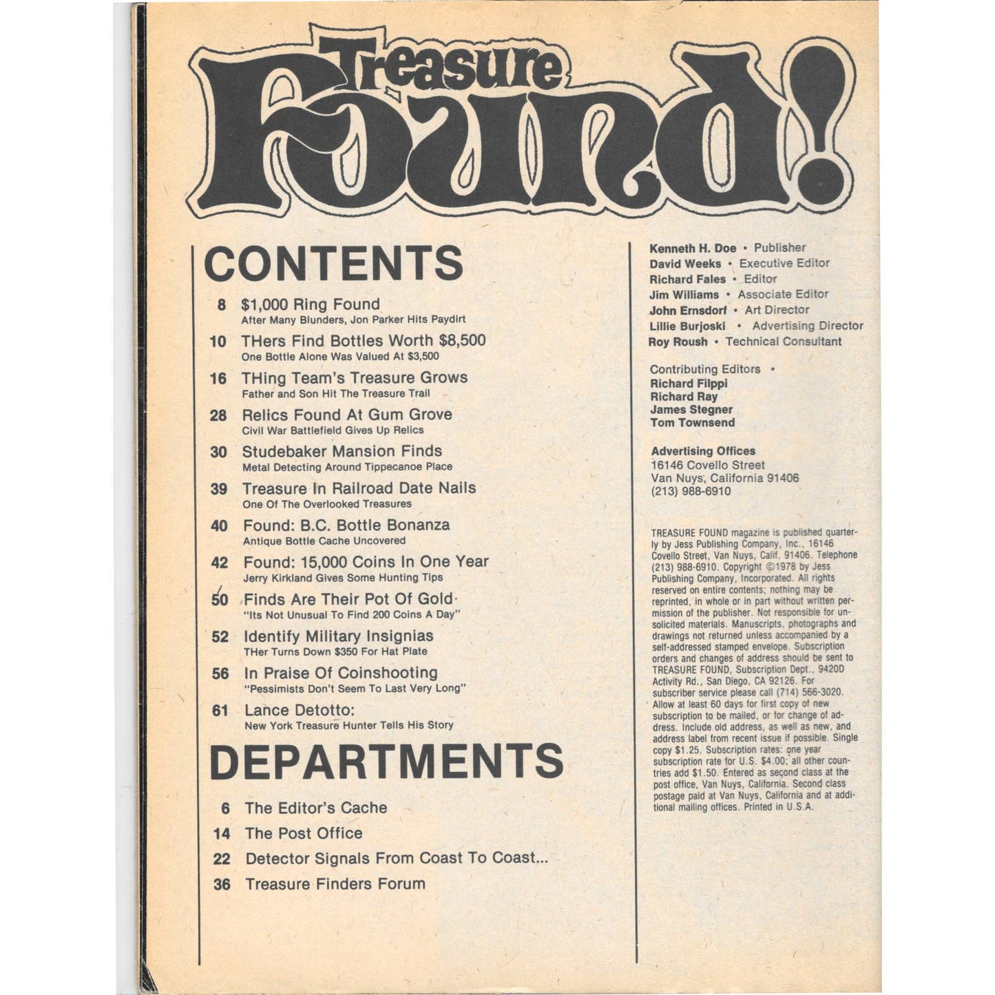 Treasure Found! Magazine - Treasure Hunting Metal Detecting Fall 1978 M3