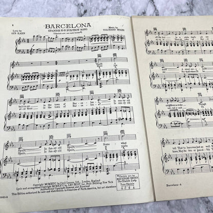 Barcelona Gus Kahn Tolchard Evans 1926 Sheet Music TK2-SM2