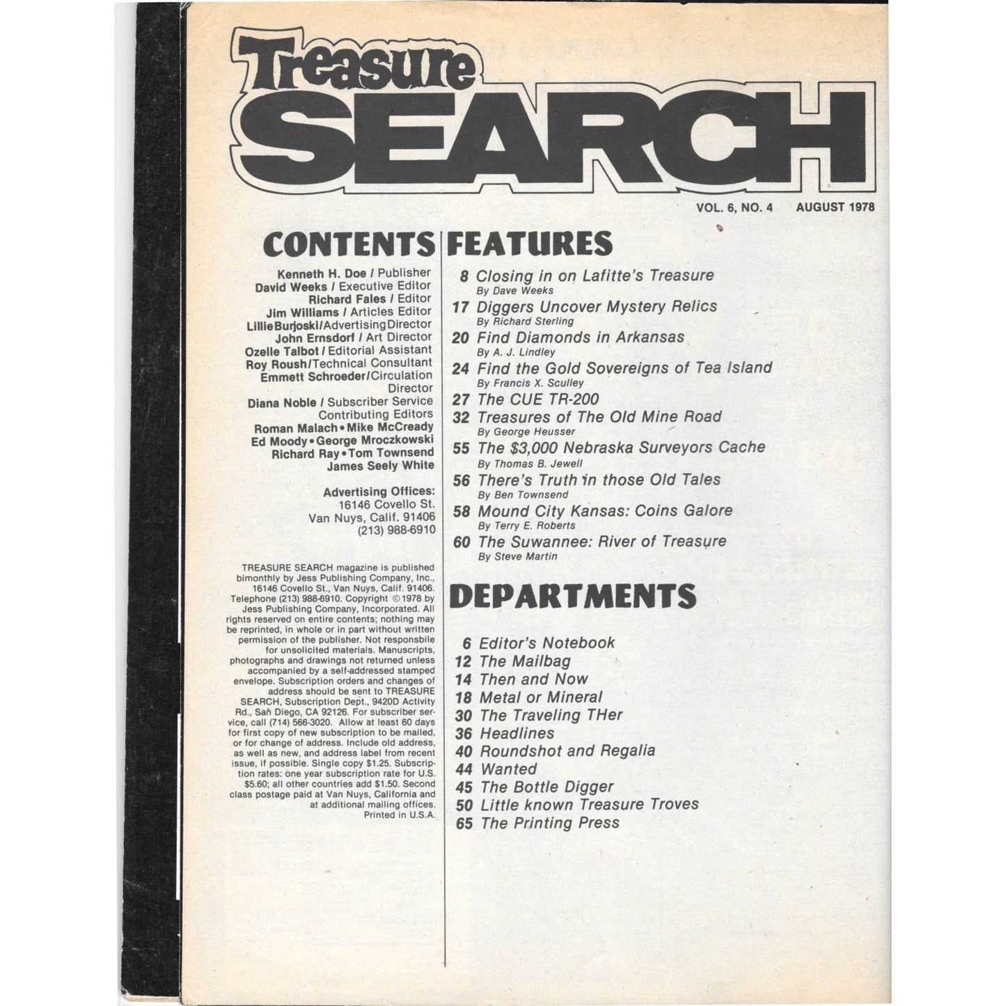 Treasure Search Magazine - Treasure Hunting Mining Metal Detecting Aug 1978 M4