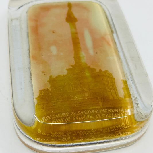 1894 Glass Paperweight Soldiers & Sailors Memorial Public Square Cleveland SC8