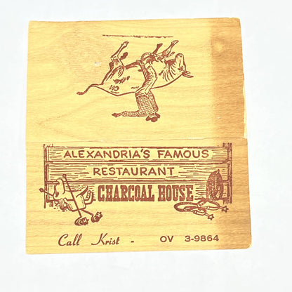 Antique Alexandria's Famous Restaurant Charcoal House Business Card VA AC2