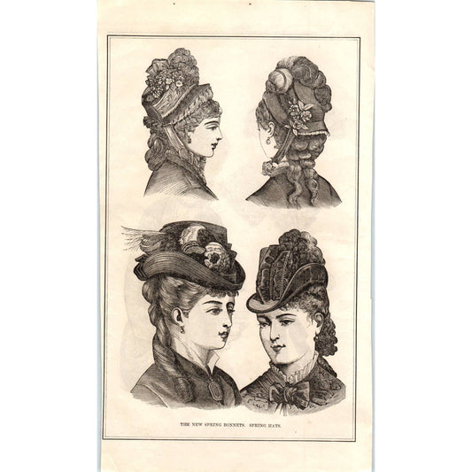 1878 2 Sided Victorian Fashion House Dress Collars & Cuff Spring Bonnets SF2