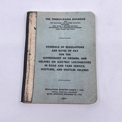 1941 The Pennsylvania Railroad RR Schedule of Regulations & Pay Rates TF9-1