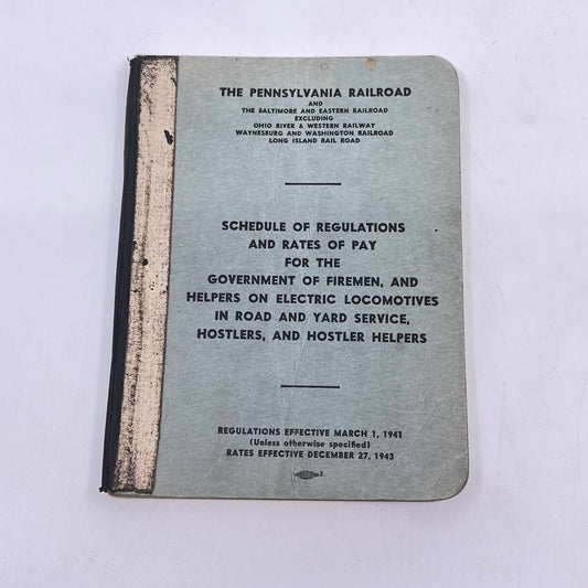 1941 The Pennsylvania Railroad RR Schedule of Regulations & Pay Rates TF9-1