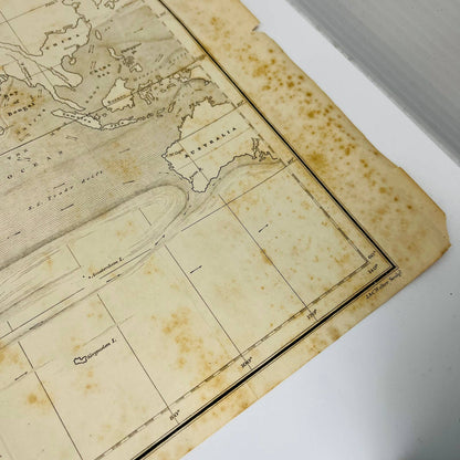 Original 1859 Civil War Map Great Currents and Drifts of the Ocean 13 x 23” FL1