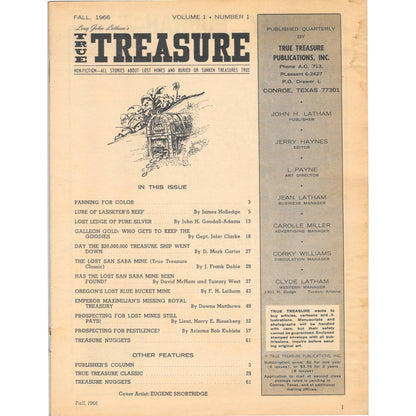 Long John Latham's True Treasure Magazine Mining Metal Detecting Fall 1966 M5