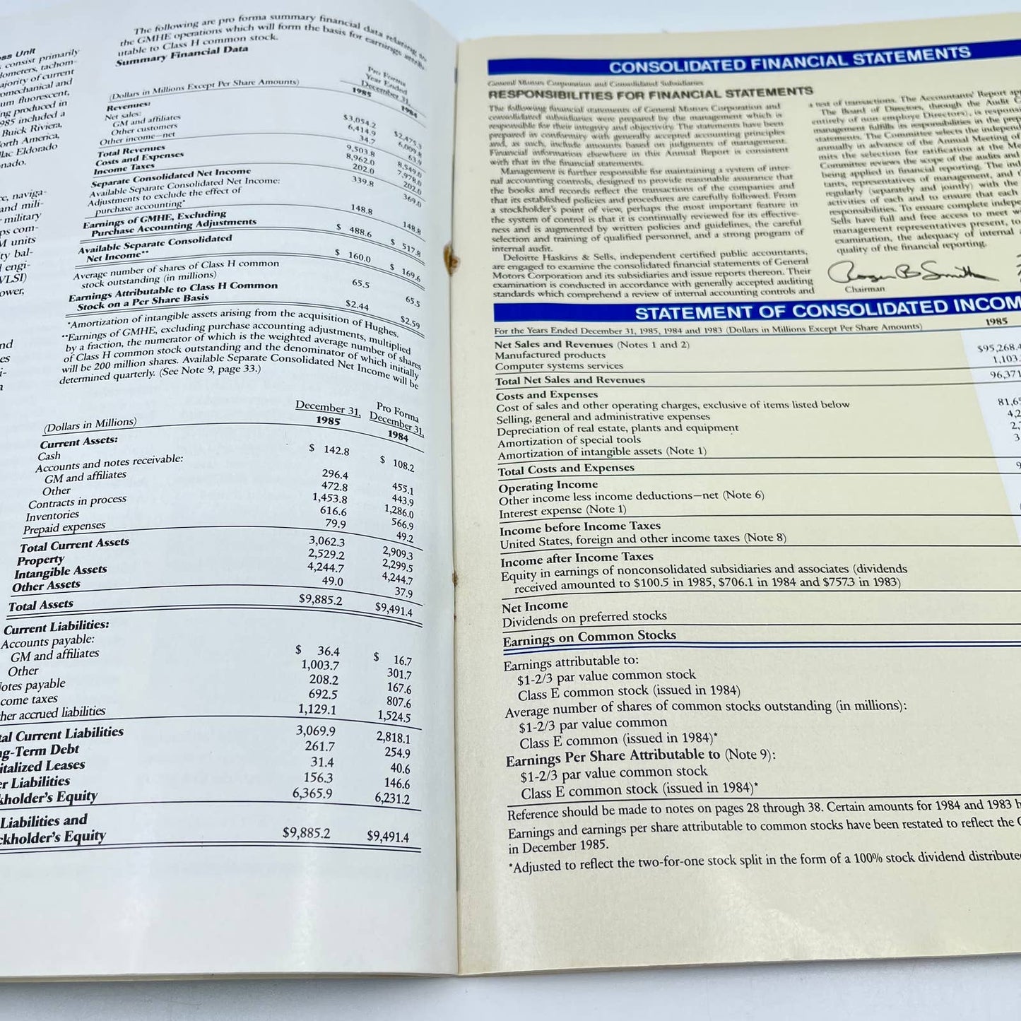 1985 General Motors Report to Shareholders Booklet Brochure TA3