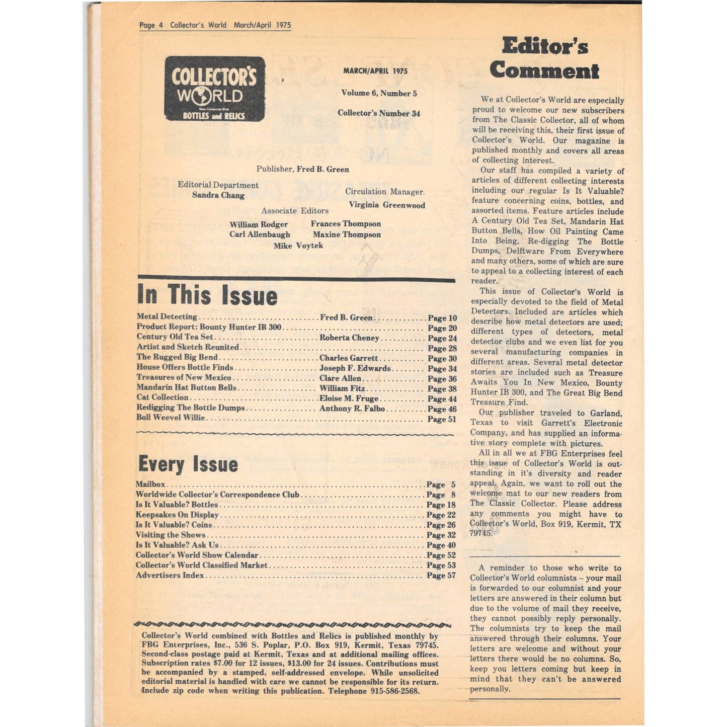 Long John Latham's Collector's World Magazine March 1975 M5