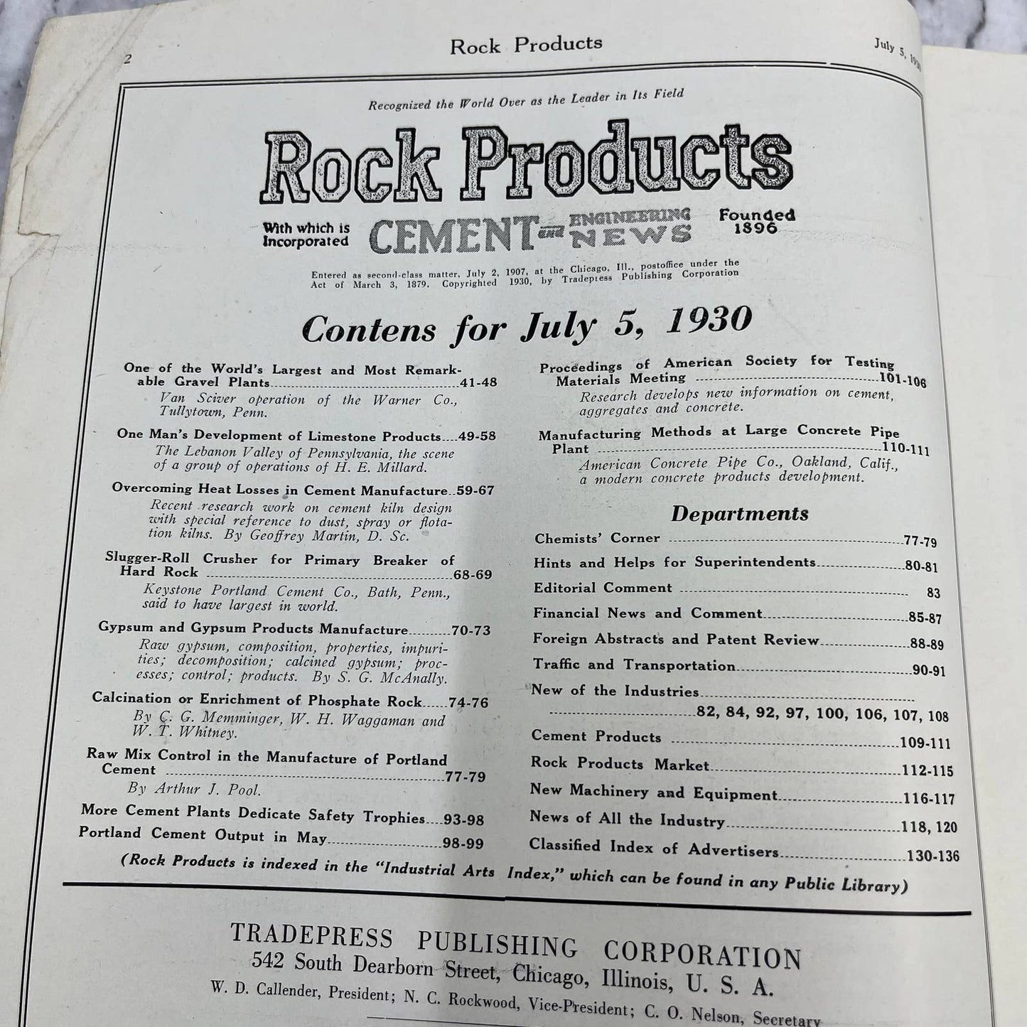 1930 Rock Products Cement and Engineering News Magazine Cordeau Bickford TI6