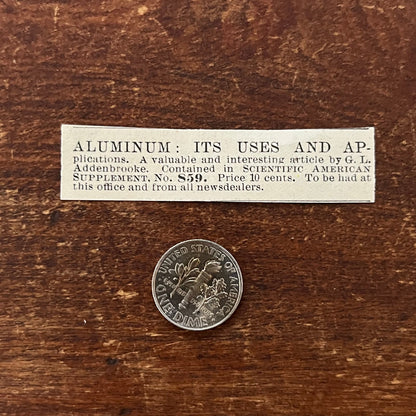 Aluminum - Uses and Applications G.L. Addenbrooke Original Advertisement AD8-P28