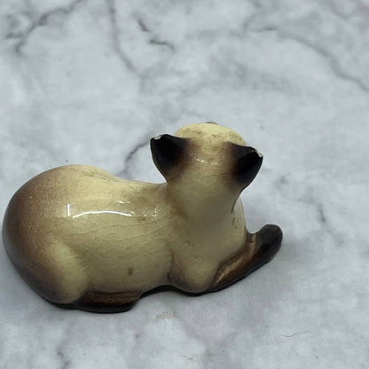 Vintage MCM Hand Painted Siamese Cat Bone China Figurine 2” Japan SE1