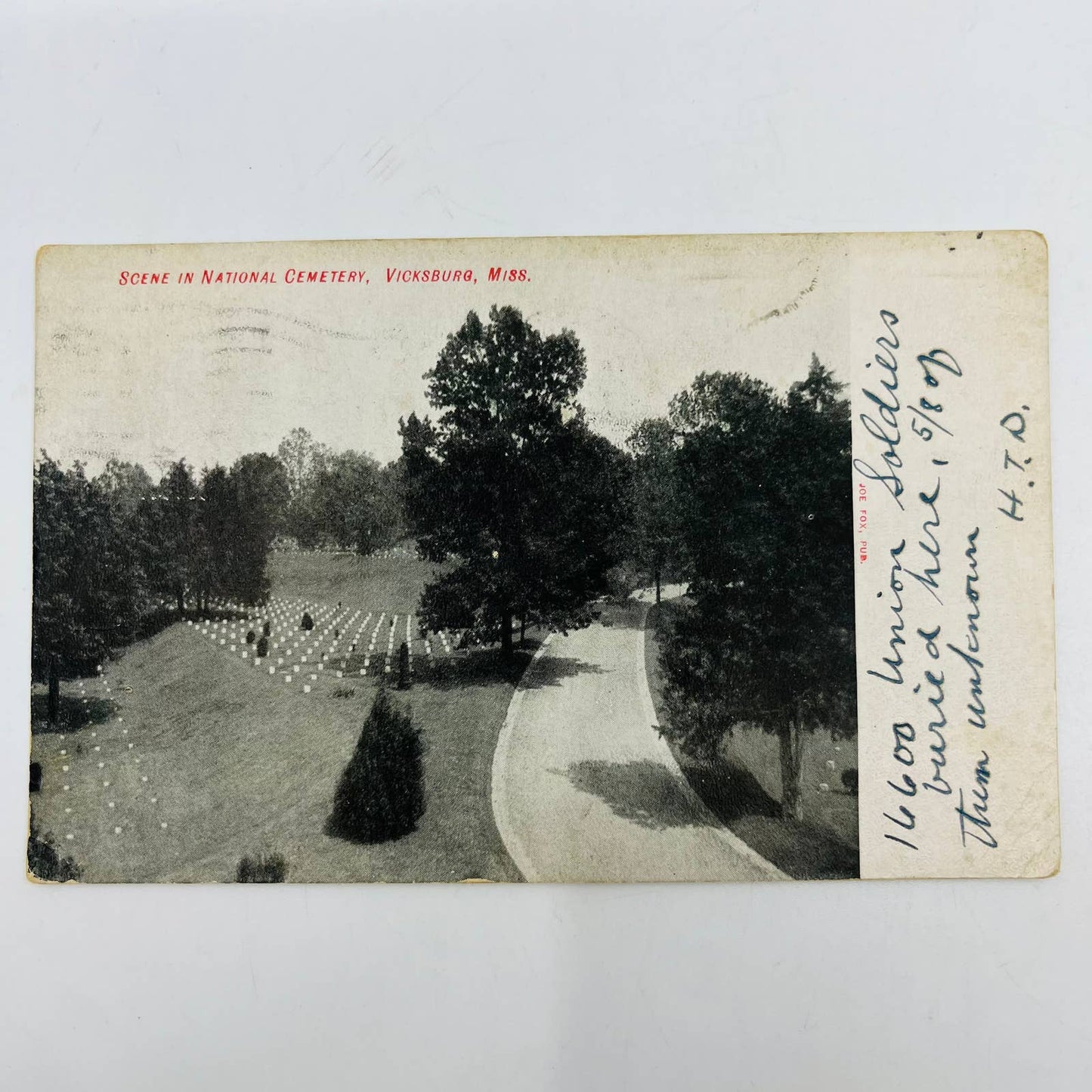 1912 Post Card National Cemetery Vicksburg MS PA8