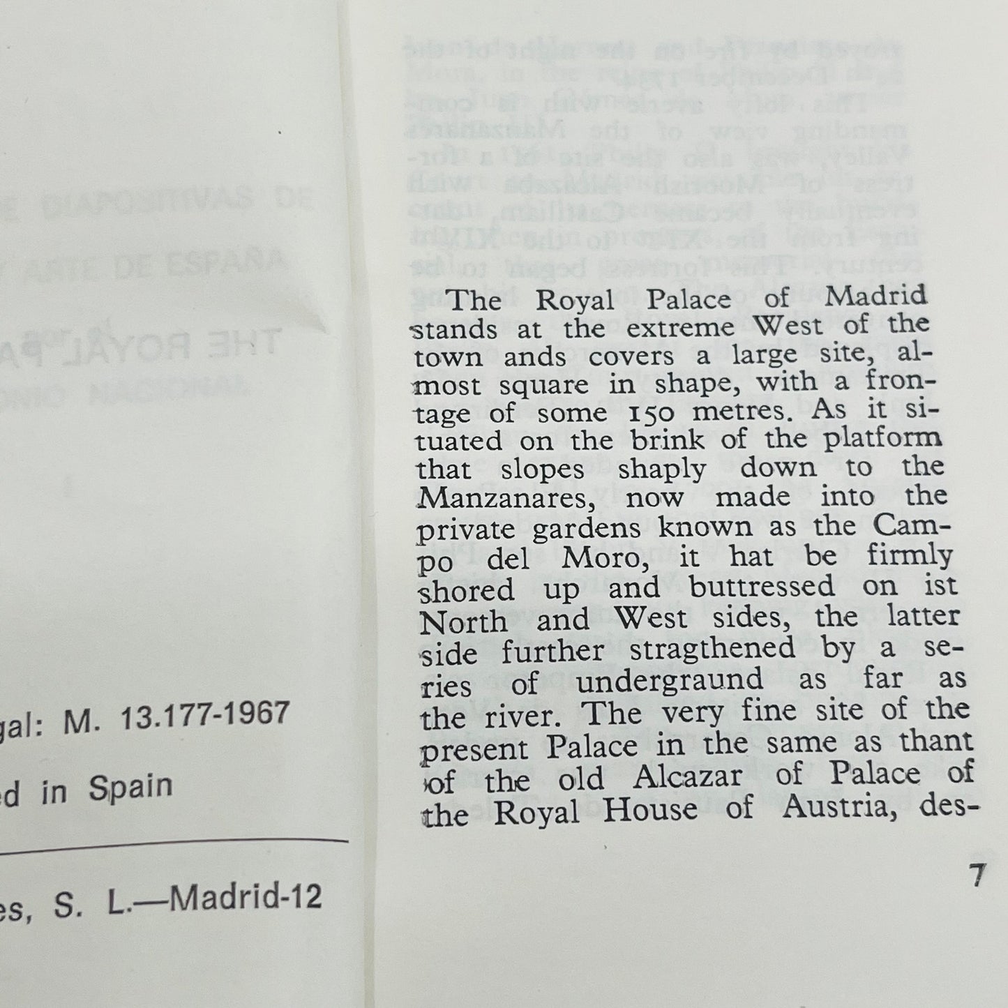 1967 The Royal Palace of Madrid Commentary MLS Tomorrow II Spain Booklet P9-13