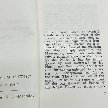 1967 The Royal Palace of Madrid Commentary MLS Tomorrow II Spain Booklet P9-13