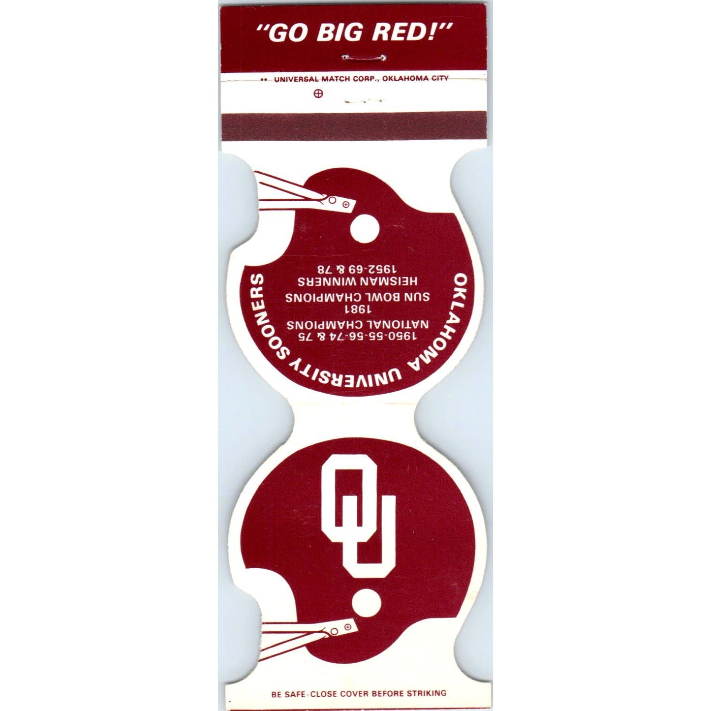 1984 OU Oklahoma Sooners Helmet Football Schedule Matchbook Cover SA1-M4