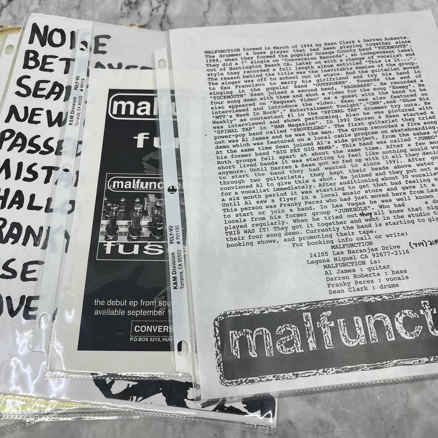 Vintage Malfunction California Indie Rock Fan Ephemera Collection FL5
