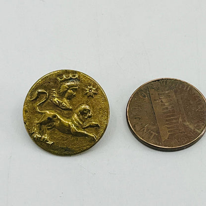 Antique c1830 Brass Coin Button Queen and Griffin LOT OF 3 SB5-2
