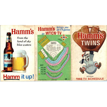 1968 Minnesota Twins Baseball Bear Hamms Pocket TV Schedule SB3