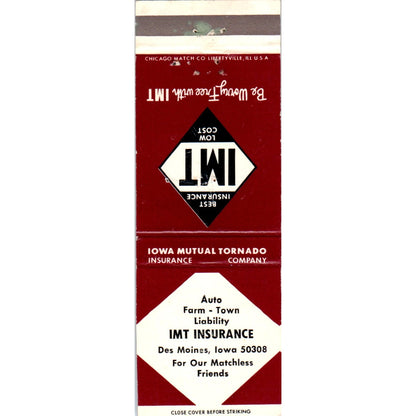 IMT Insurance Des Moines Iowa Advertising Matchbook Cover MM9-9