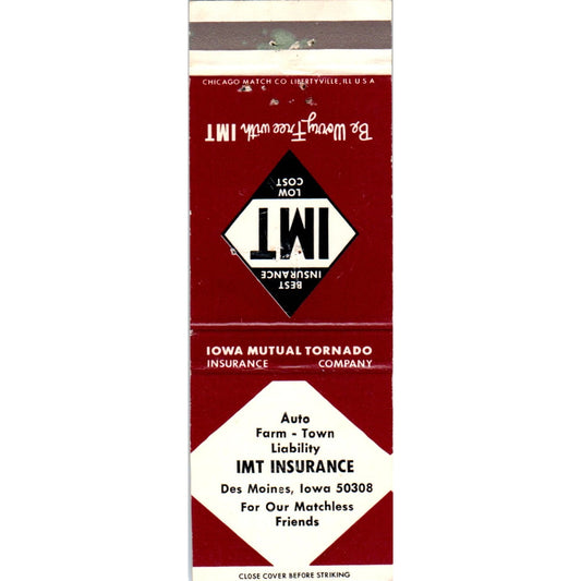 IMT Insurance Des Moines Iowa Advertising Matchbook Cover MM9-9