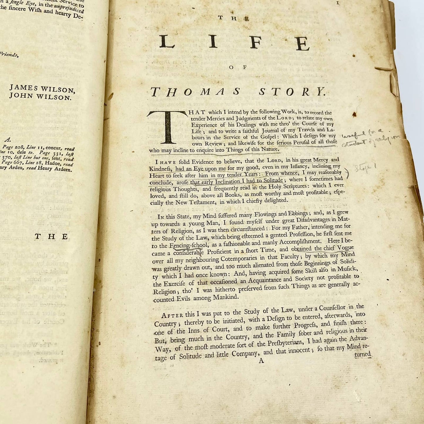 1747 RARE Original Journal of the Life of Thomas Story Antiquarian Book TF6