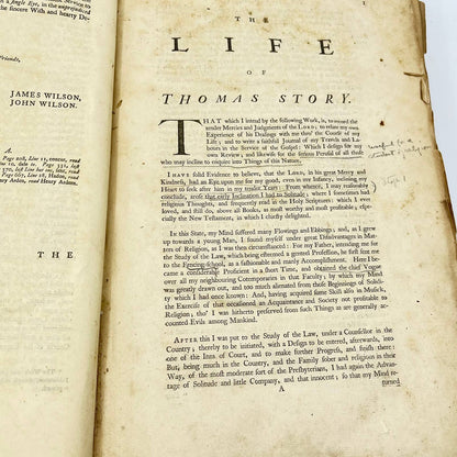 1747 RARE Original Journal of the Life of Thomas Story Antiquarian Book TF6