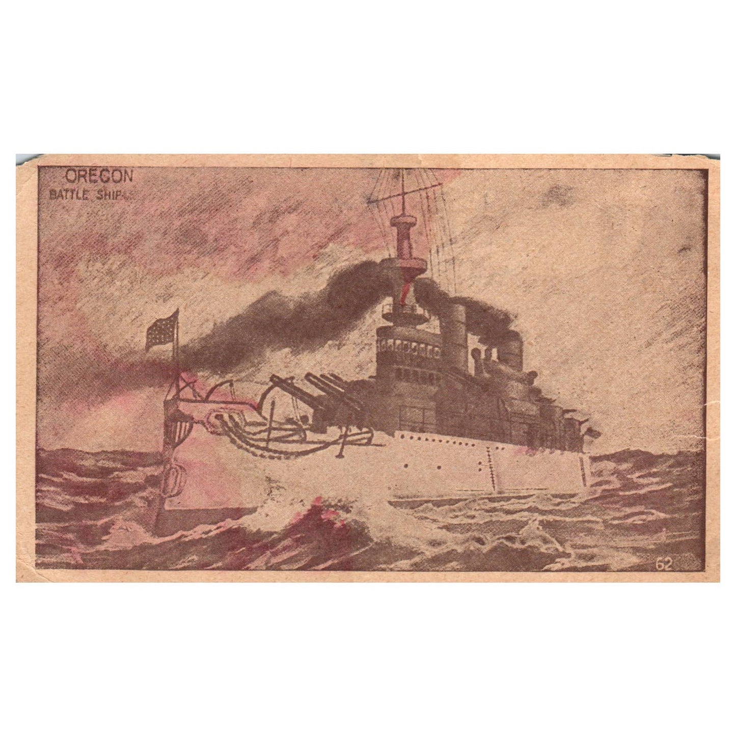 Oregon Battleship - Original Postcard TJ8-5