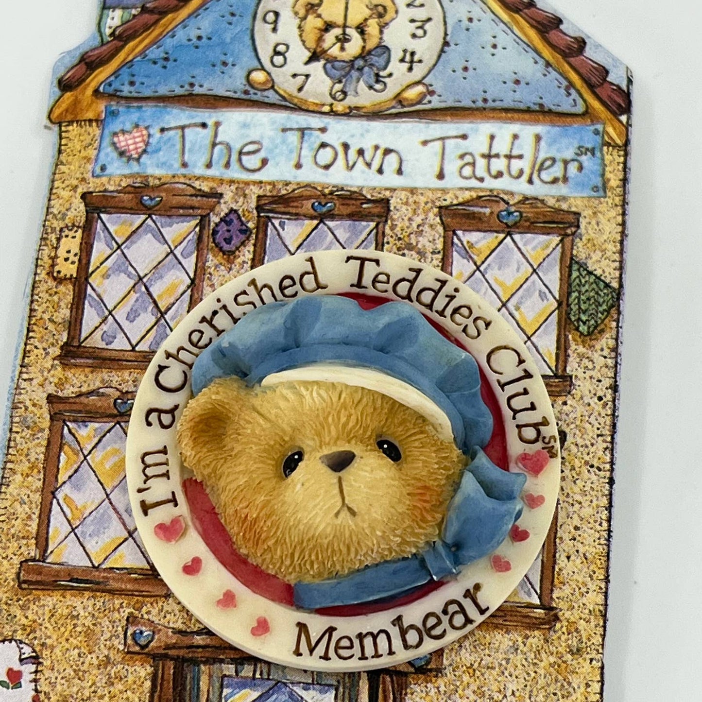 Cherished Teddies Club Member 1995 Enesco Darling Resin 1.5” Pin NEW On Card SA1