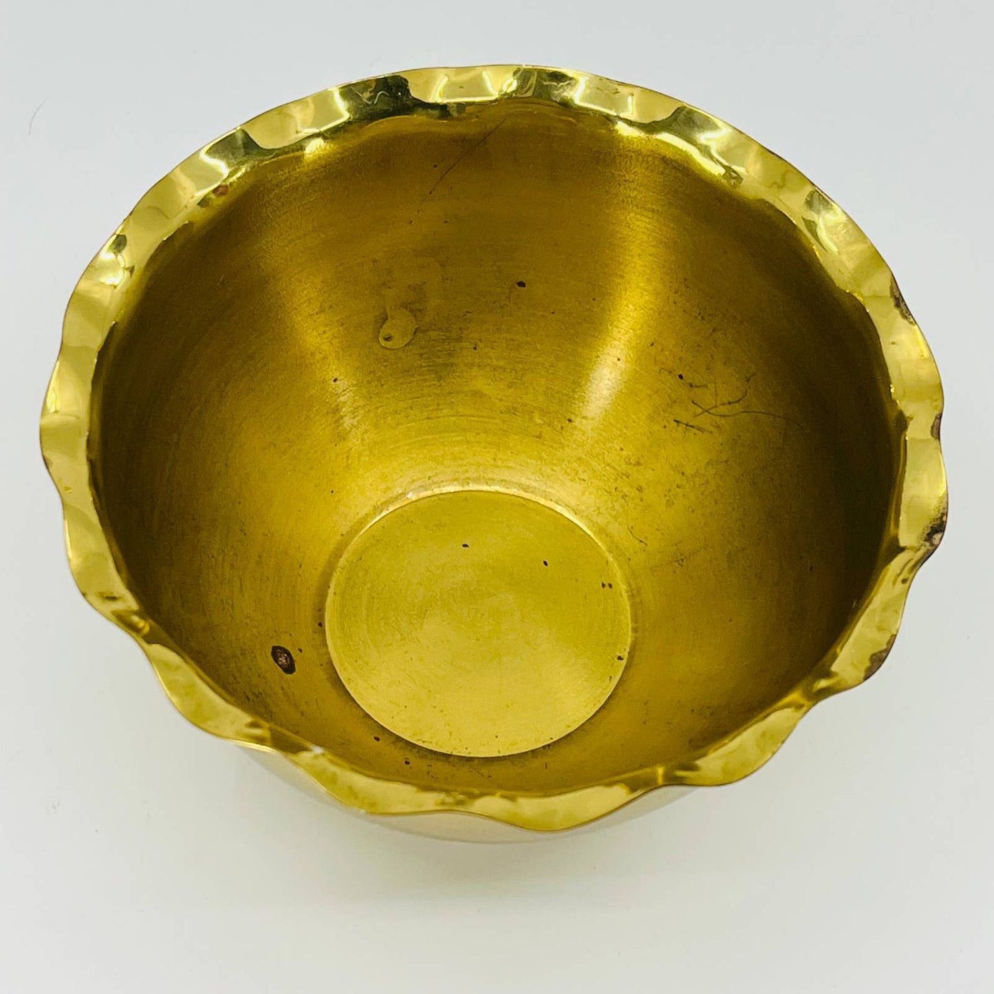 Vintage Crimped Edge Brass Trinket Dish Bowl The Artistic Line 4” TD1