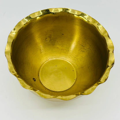 Vintage Crimped Edge Brass Trinket Dish Bowl The Artistic Line 4” TD1